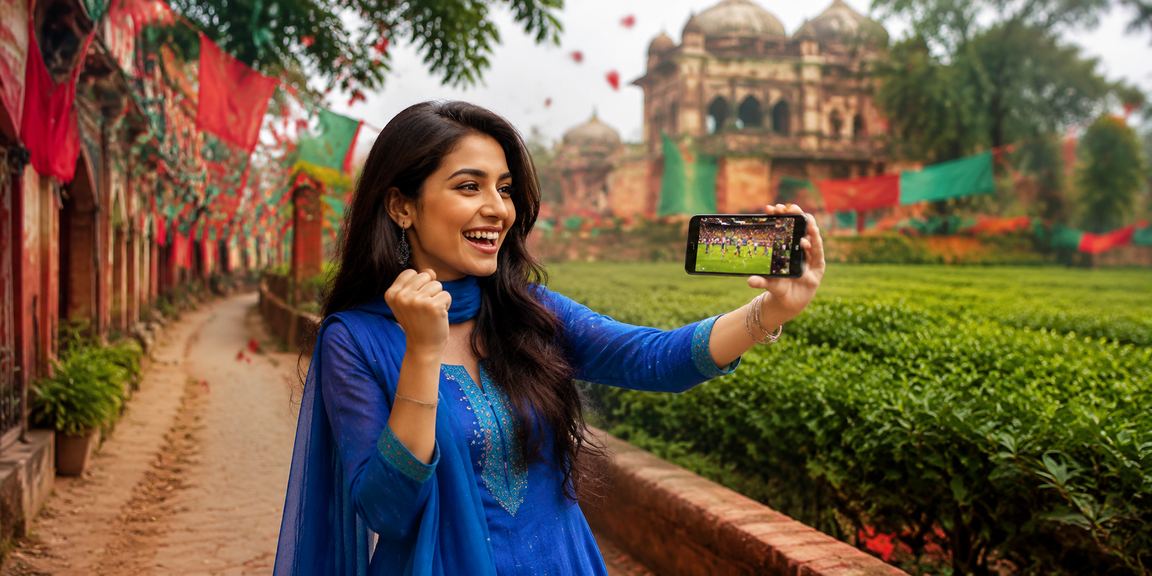 রাজশাহীতে সালোয়ার কামিজ পরে মোবাইল ক্যাসিনো খেলছেন একজন নারী